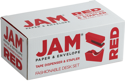 Stapler and Tape Dispenser Desk Set - Red