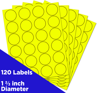 Neon Yellow Medium 1 2/3 Inch Round Labels