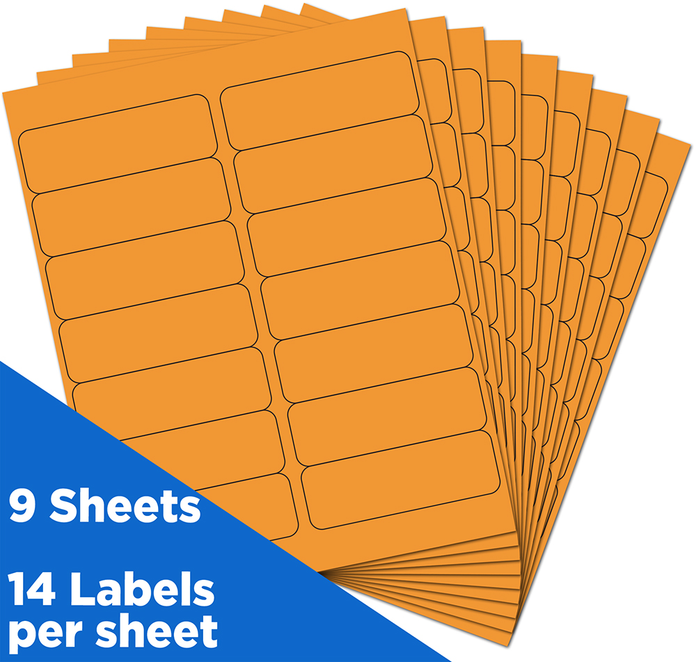 Neon Orange 1 1/3 x 4 Address Labels