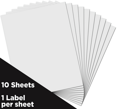 White 8 1/2 x 11 Full Sheet Shipping Labels