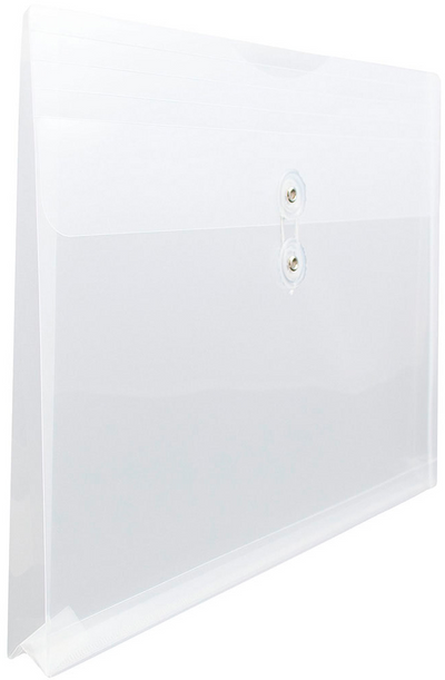Clear 12 x 18 Booklet Plastic Envelopes with Button & String