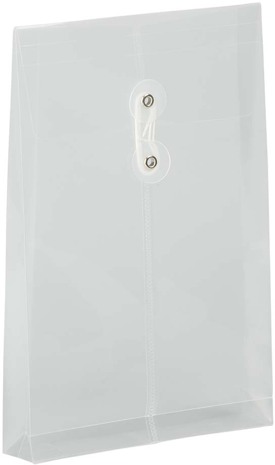 Clear 6 1/4 x 9 1/4 Open End Plastic Envelopes with Button & String