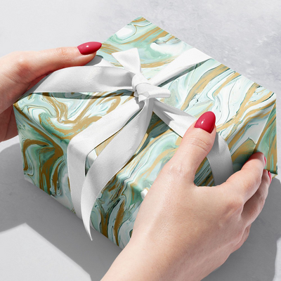 Marbleized Mint 24" x 833' Bulk Wrapping Paper (1666 Sq Ft)