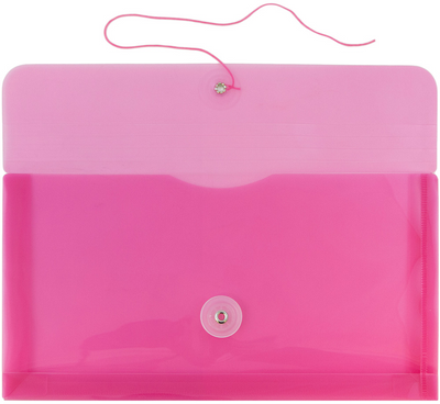 Fuchsia Pink #10 Business Plastic Envelopes (5 1/4 x 10) with Button & String