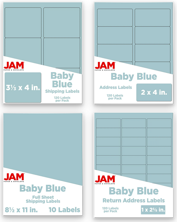 Envelopes.com Assorted Baby Blue Rectangle Labels | 4-Pack