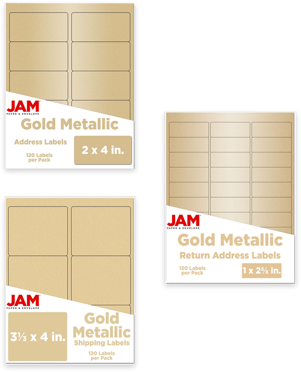 Envelopes.com Assorted Gold Metallic Rectangle Labels | 3-Pack