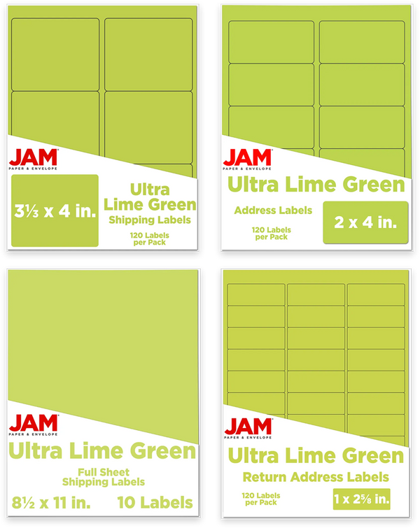 Envelopes.com Assorted Lime Green Rectangle Labels | 4-Pack