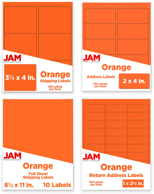 Envelopes.com Assorted Orange Rectangle Labels | 4-Pack