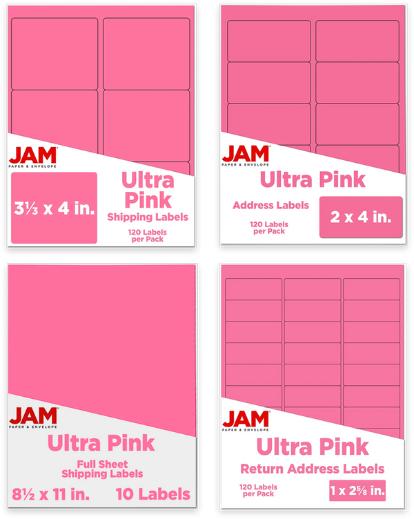 Envelopes.com Assorted Pink Rectangle Labels | 4-Pack