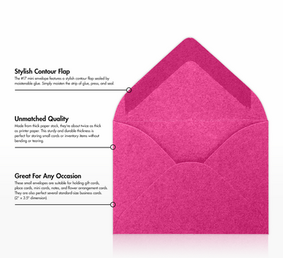 Azalea Fuchsia 32lb #17 Mini Envelopes (2 11/16 x 3 11/16)
