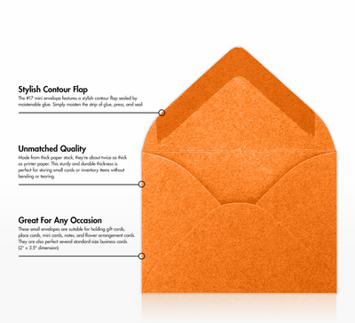 Orange Flame Metallic 32lb #17 Mini Envelopes (2 11/16 x 3 11/16)