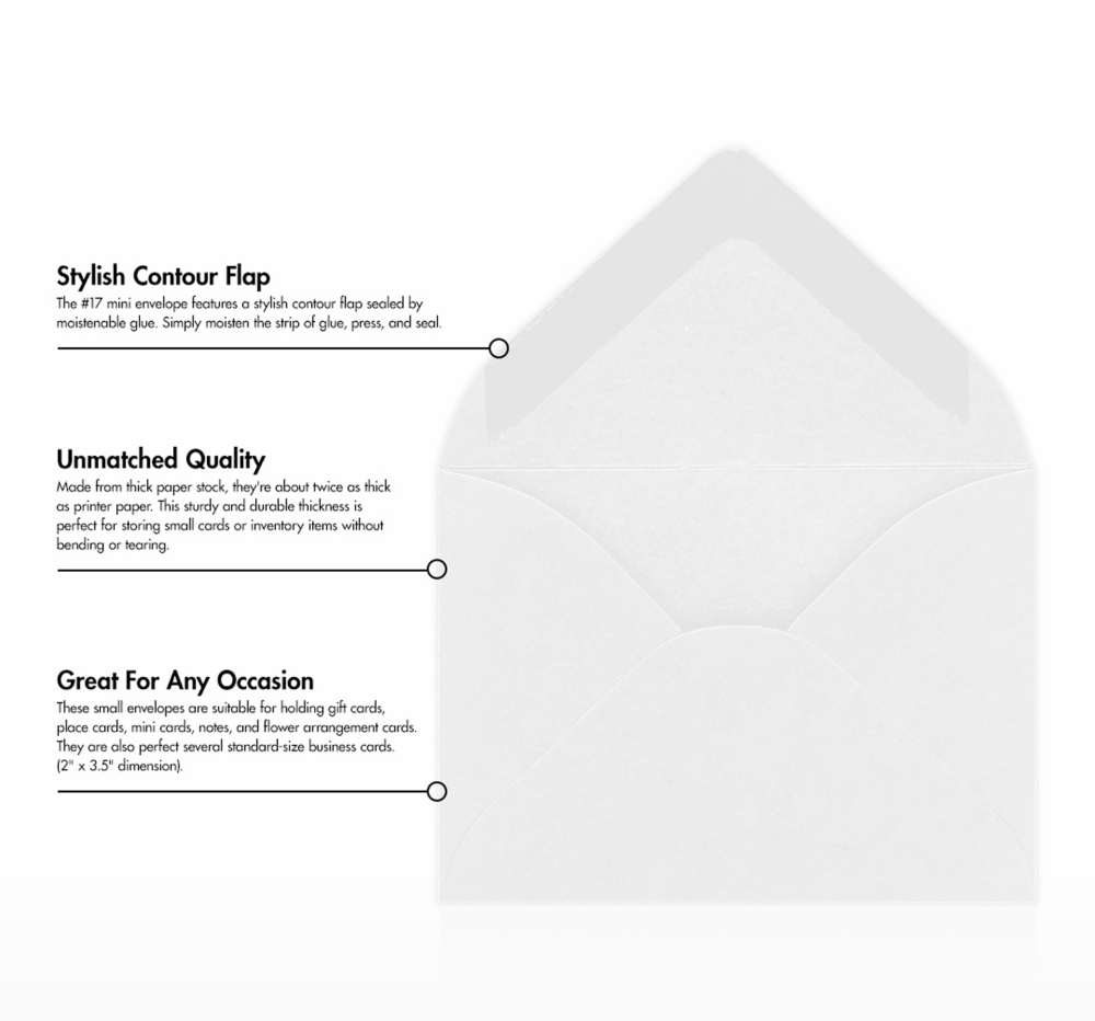White 28lb #17 Mini Envelopes (2 11/16 x 3 11/16)
