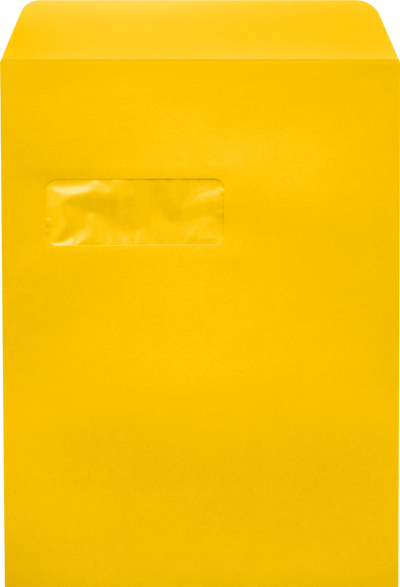 Sunflower Yellow 32lb 9 x 12 Open End Window Envelopes with Peel & Seal