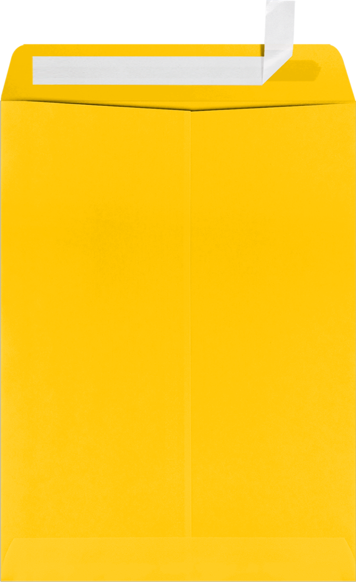 Sunflower Yellow 32lb 9 x 12 Open End Window Envelopes with Peel & Seal
