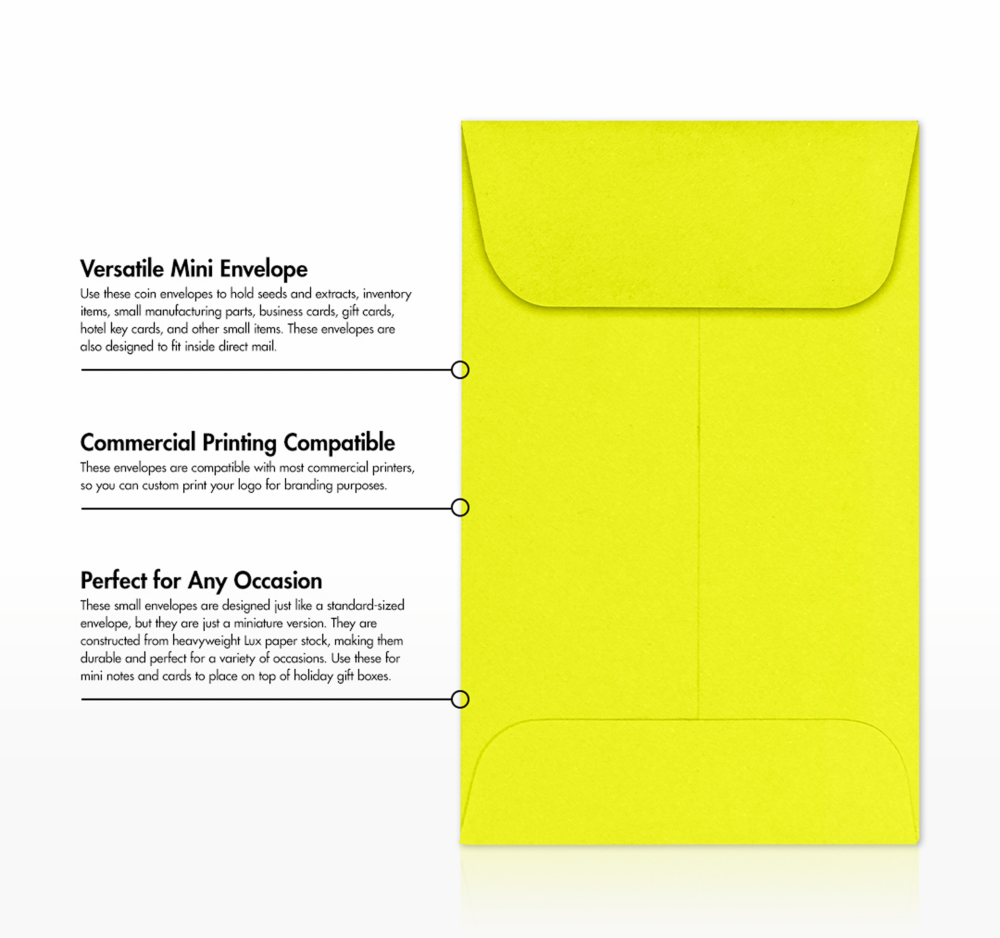 Citrus Yellow 32lb #1 Coin Envelopes (2 1/4 x 3 1/2)