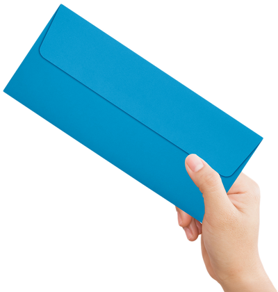 Pool Blue 32lb #10 Square Flap Envelopes (4 1/8 x 9 1/2) with Peel & Seal