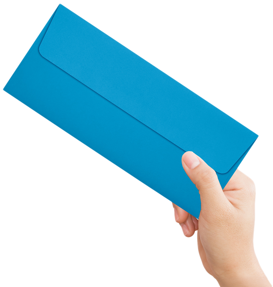 Pool Blue 32lb #10 Square Flap Envelopes (4 1/8 x 9 1/2) with Peel & Seal