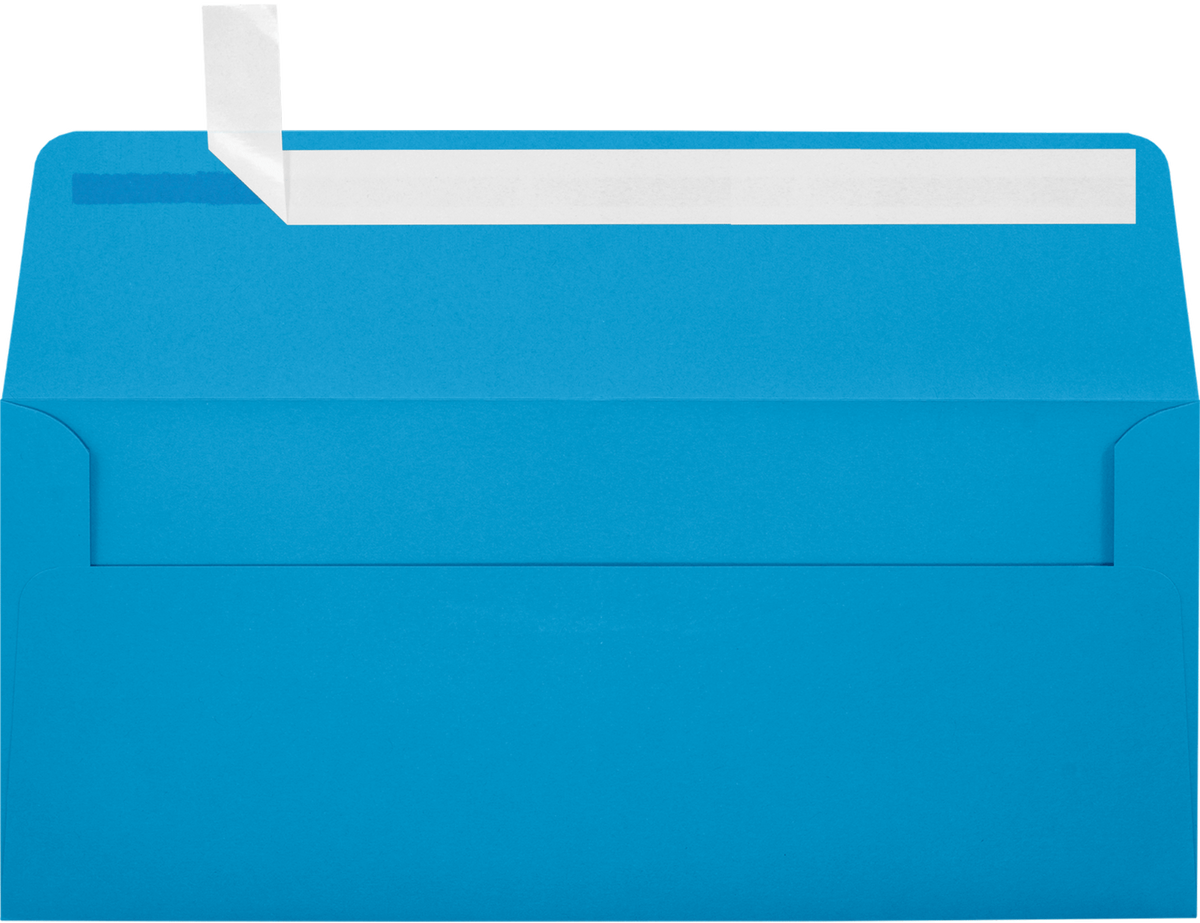Pool Blue 32lb #10 Square Flap Envelopes (4 1/8 x 9 1/2) with Peel & Seal