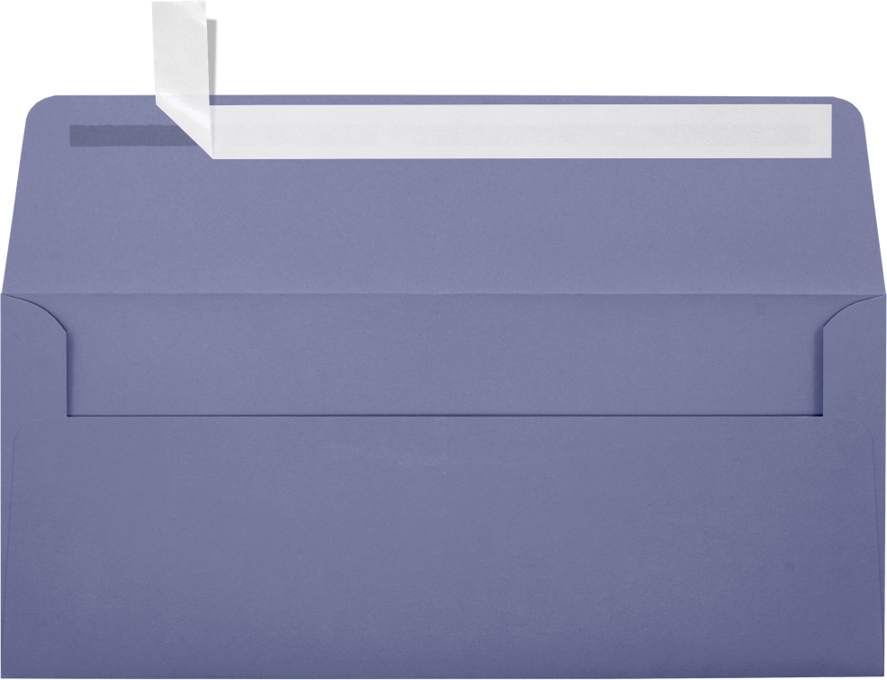 Wisteria Purple 32lb #10 Square Flap Envelopes (4 1/8 x 9 1/2) with Peel & Seal