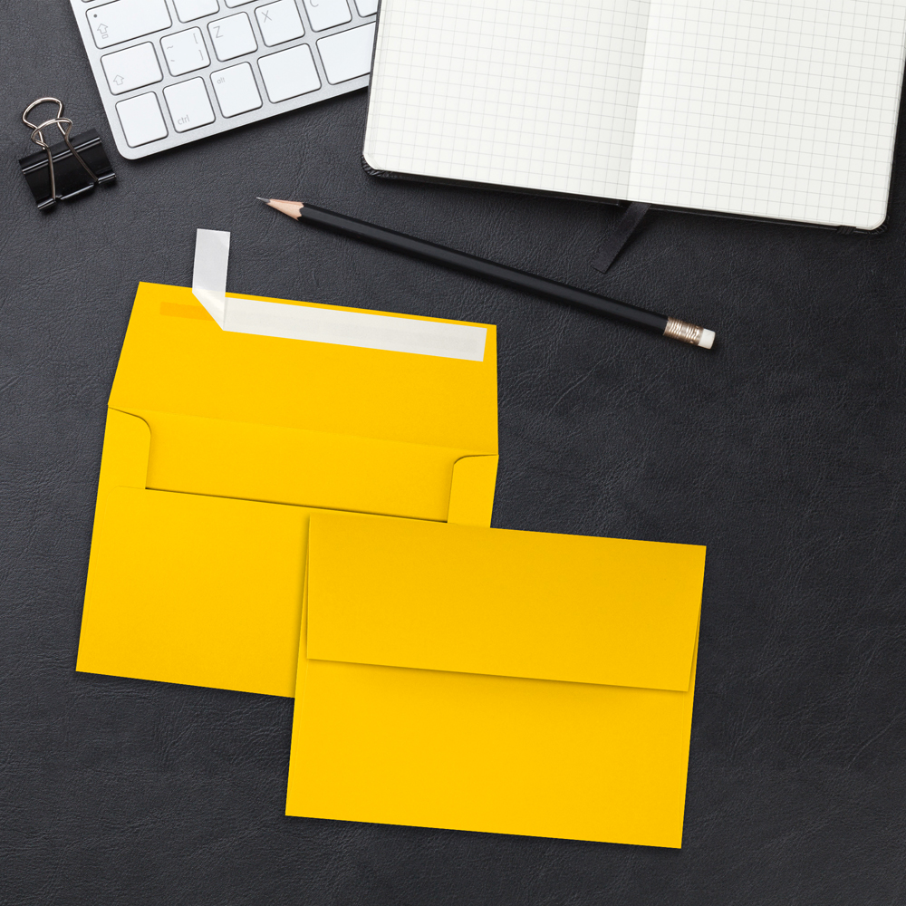 Sunflower Yellow 32lb A4 Invitation Envelopes (4 1/4 x 6 1/4) with Peel & Seal