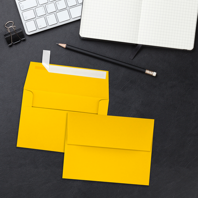 Sunflower Yellow 32lb A4 Invitation Envelopes (4 1/4 x 6 1/4) with Peel & Seal