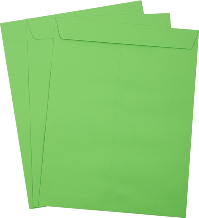 Lime Green 32lb 10 x 13 Open End Envelopes with Peel & Seal
