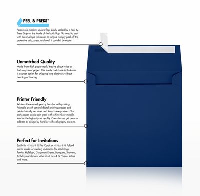 Navy Blue 32lb 5 x 5 Square Envelopes with Peel & Seal