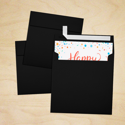 Smooth Midnight Black 32lb 5 1/4 x 5 1/4 Square Envelopes with Peel & Seal