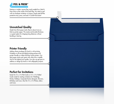 Navy Blue 32lb 6 x 6 Square Envelopes with Peel & Seal