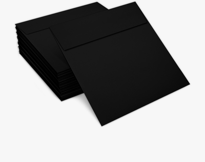 Smooth Midnight Black 32lb 6 1/4 x 6 1/4 Square Envelopes with Peel & Seal