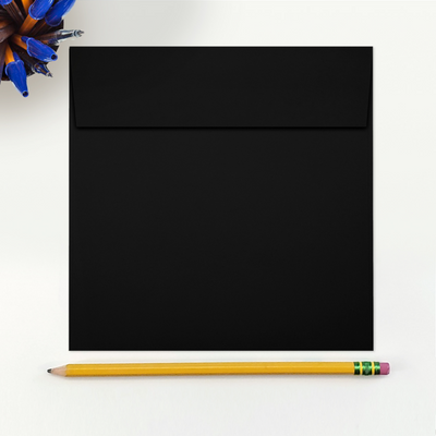 Smooth Midnight Black 32lb 6 1/4 x 6 1/4 Square Envelopes with Peel & Seal