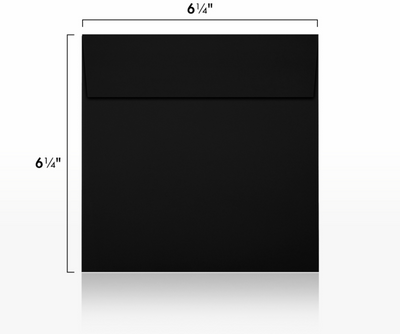 Smooth Midnight Black 32lb 6 1/4 x 6 1/4 Square Envelopes with Peel & Seal