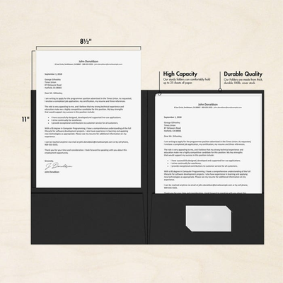 Smooth Midnight Black 9 x 12 Matte Folders