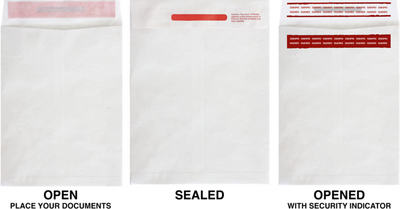 White Tyvek 14lb 9 x 12 Open End Tamper Evident Envelopes