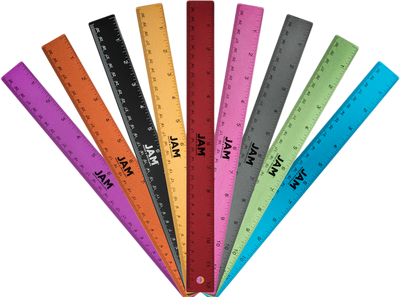 Assorted 12 Inch Aluminum Rulers - Pack of 9