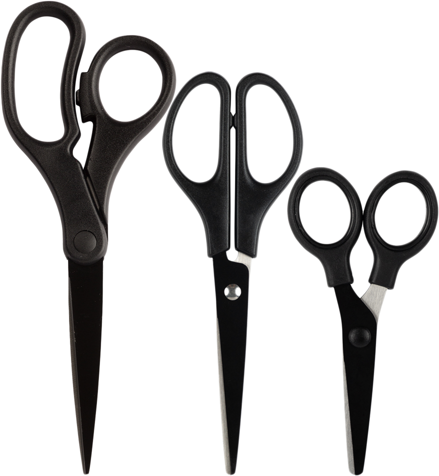 Black Assorted Scissors -  Pack of 3