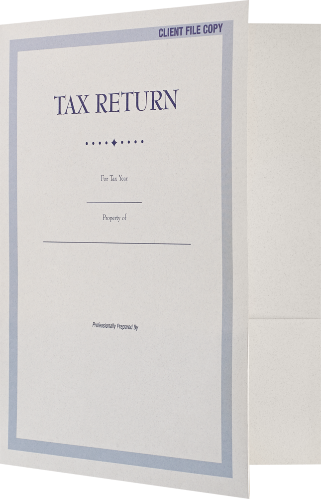 9 x 12 Presentation Folders - Natural Tax Return with Border