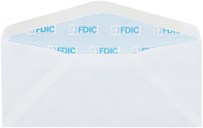 White with FDIC Security Tint 24lb #10 Regular Envelopes (4 1/8 x 9 1/2)
