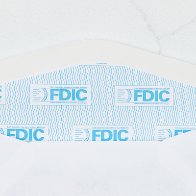 White with FDIC Security Tint 24lb #10 Regular Envelopes (4 1/8 x 9 1/2)