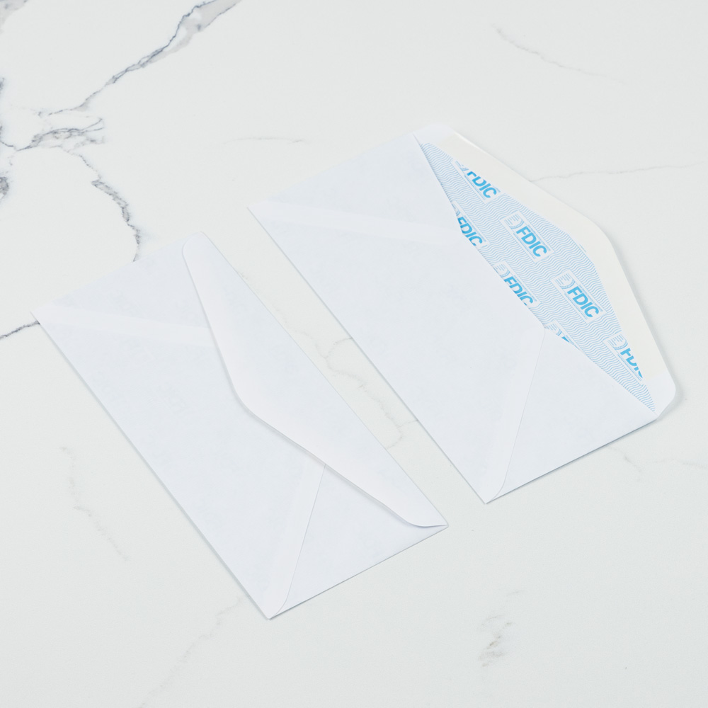 White with FDIC Security Tint 24lb #10 Regular Envelopes (4 1/8 x 9 1/2)