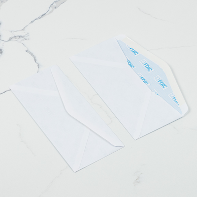 White with FDIC Security Tint 24lb #10 Regular Envelopes (4 1/8 x 9 1/2)